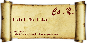 Csiri Melitta névjegykártya